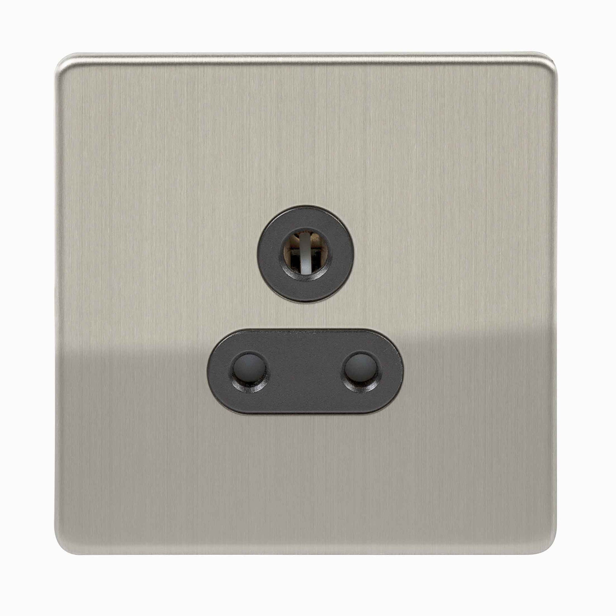 Niglon U-S51-BC 1 Gang 5A Unswitched Socket Brushed Chrome Black Insert