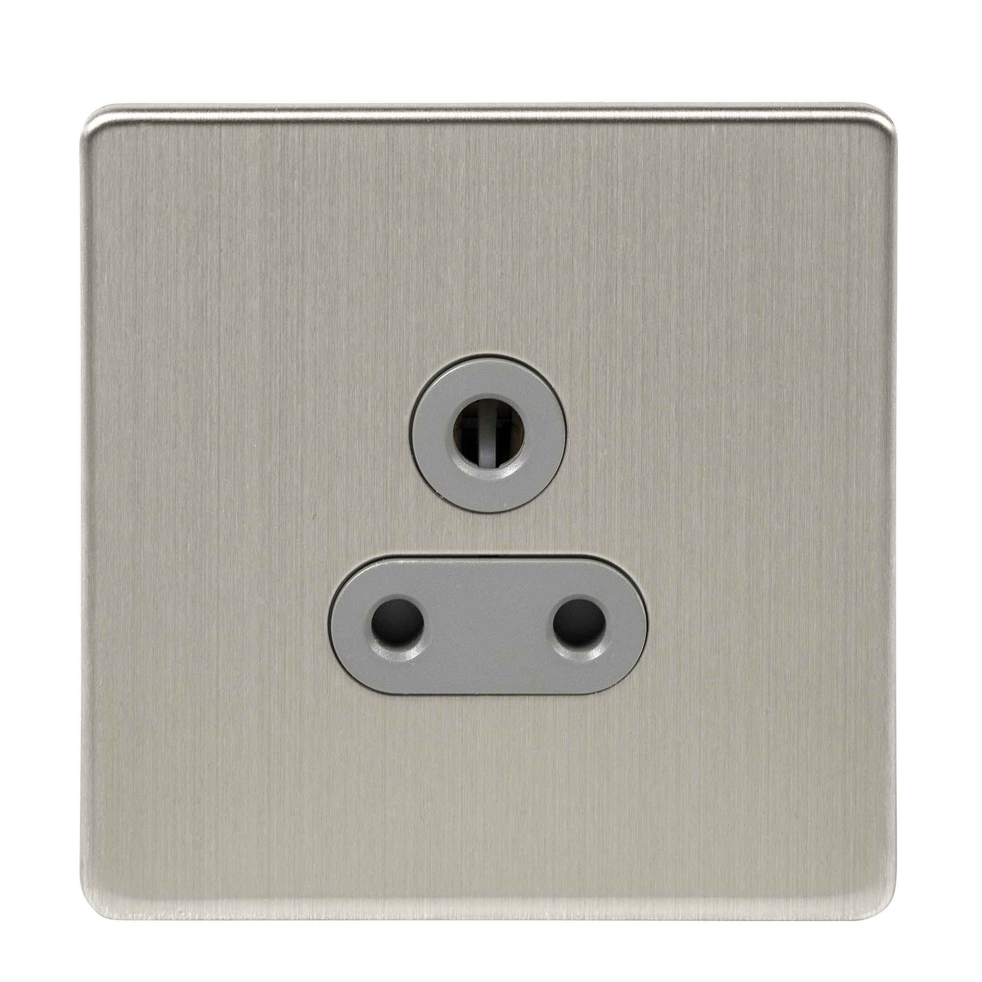 Niglon U-S51-BCG 1 Gang 5A Unswitched Socket Brushed Chrome Grey Insert