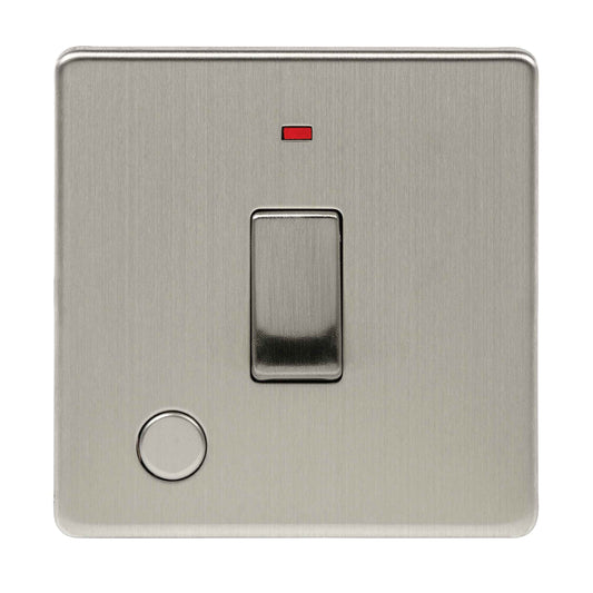 Niglon U-SP20DPNF-BC 1 Gang 20A DP Switch with Neon and Flex Outlet Brushed Chrome