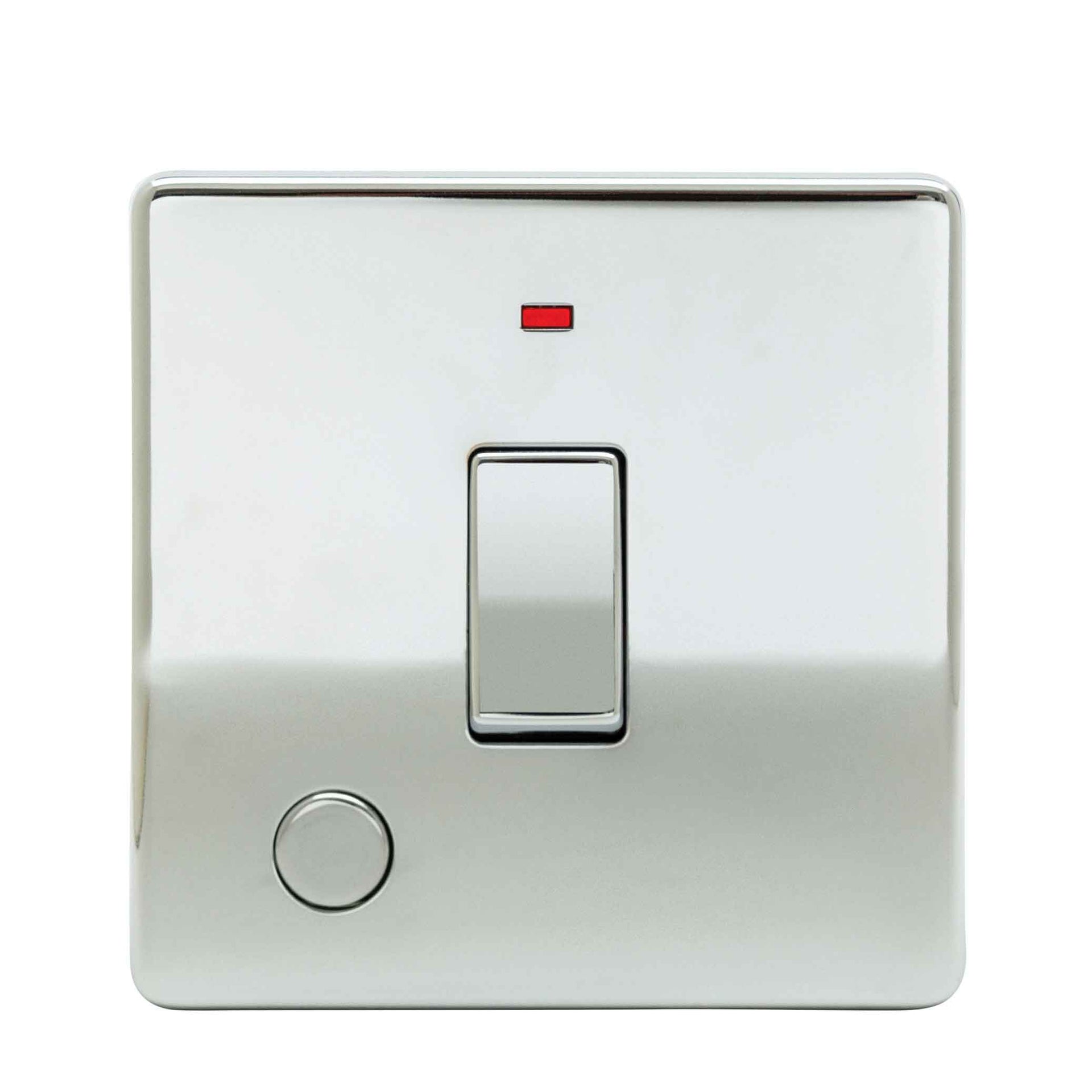 Niglon U-SP20DPNF-PC 1 Gang 20A DP Switch with Neon and Flex Outlet Polished Chrome