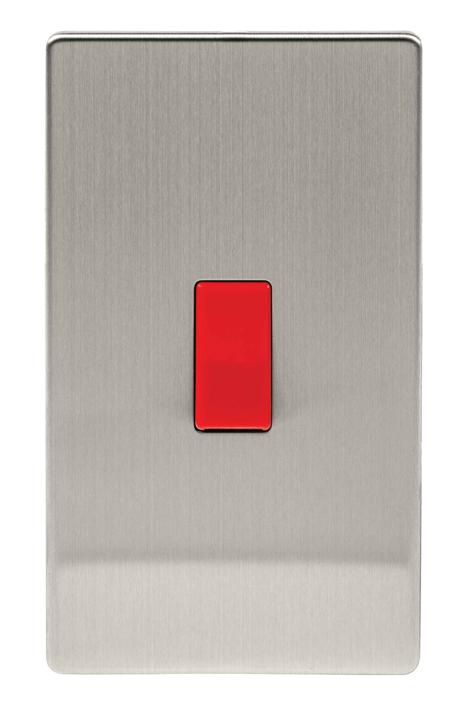 Niglon U-SP45LDP-BC 2 Gang 45A DP Switch Brushed Chrome