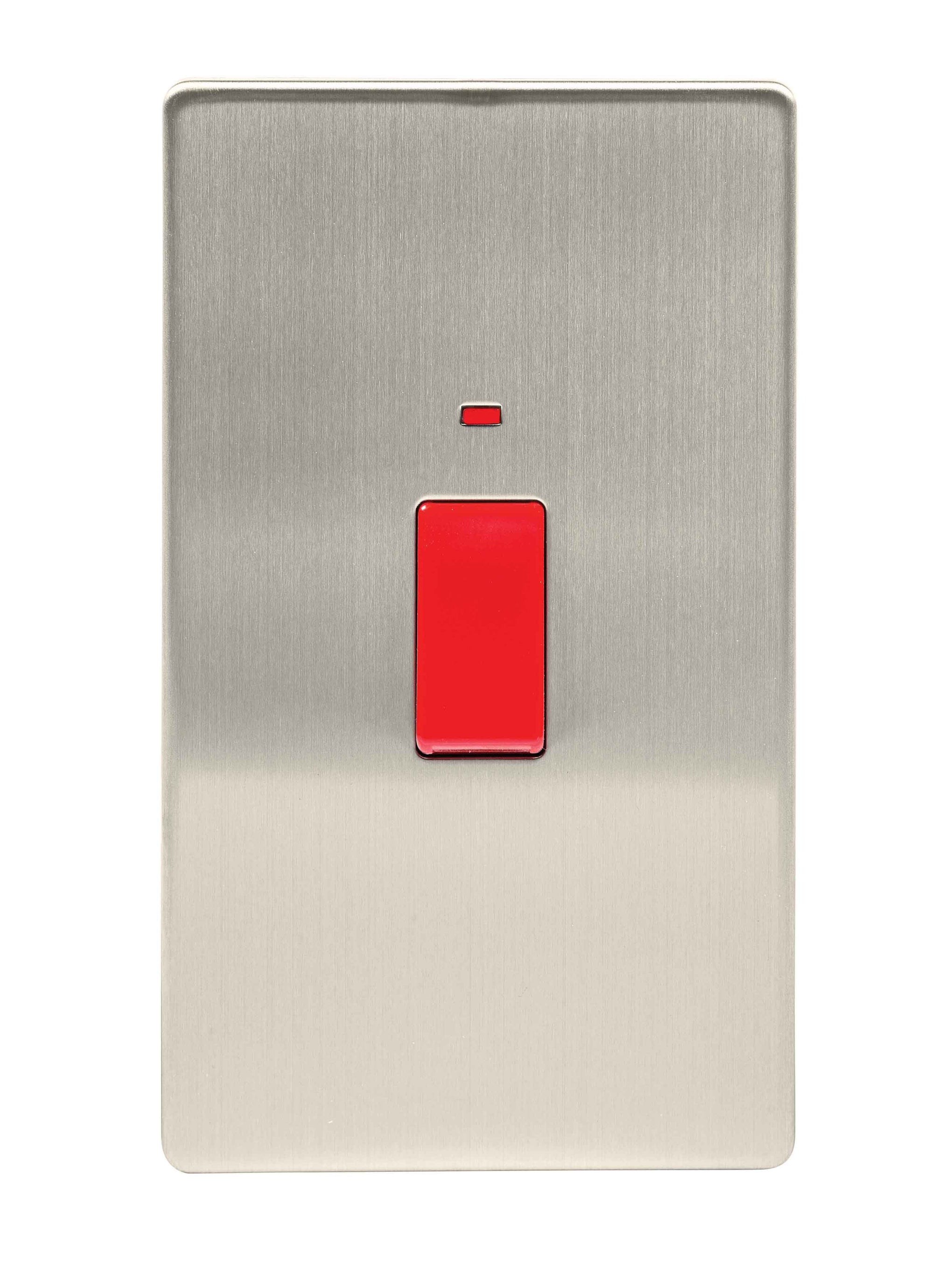 Niglon U-SP45LDPN-BC 2 Gang 45A DP Switch with Neon Brushed Chrome