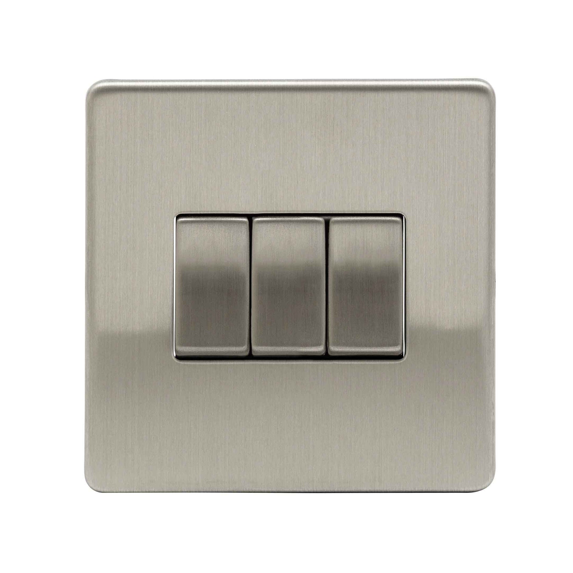 Niglon U-SP632-BC 3 Gang 2 Way Switch Brushed Chrome