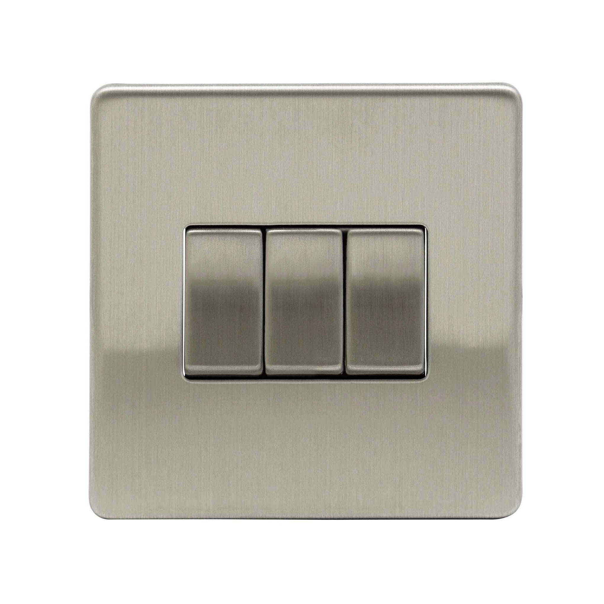 Niglon U-SP632-BC 3 Gang 2 Way Switch Brushed Chrome