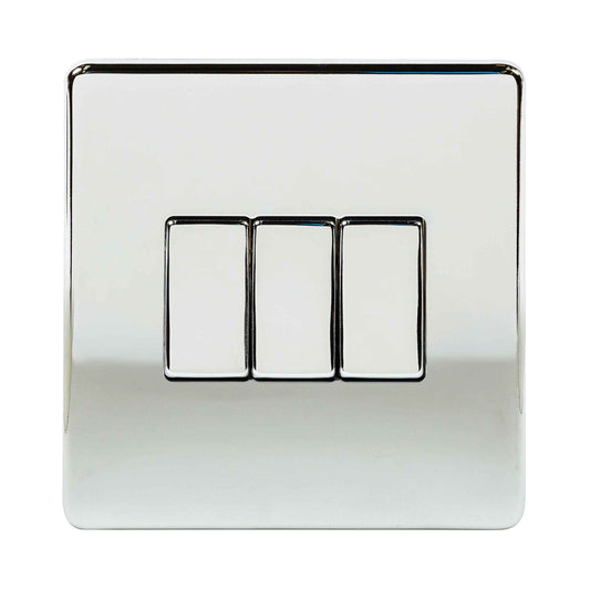 Niglon U-SP632-PC 3 Gang 2 Way Switch Polished Chrome