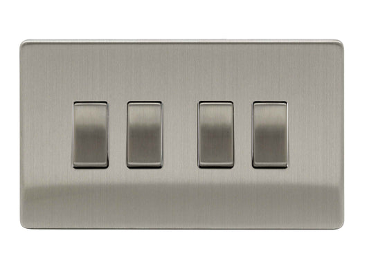 Niglon U-SP642-BC 4 Gang 2 Way Switch Brushed Chrome