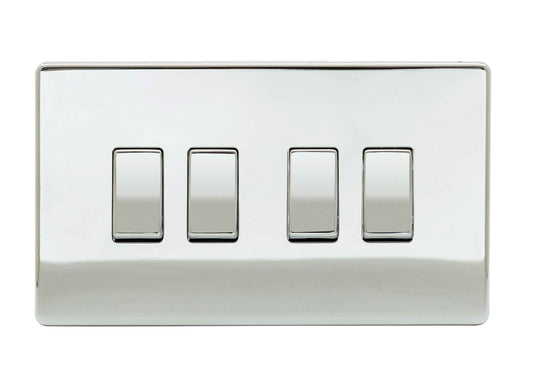 Niglon U-SP642-PC 4 Gang 2 Way Switch Polished Chrome