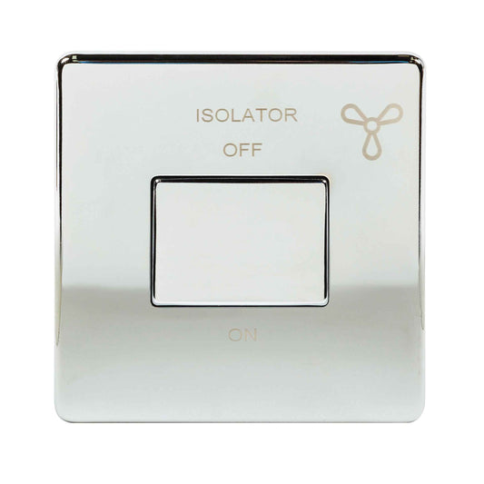 Niglon U-SP6FAN-PC 1 Gang TP Fan Isolator Switch Polished Chrome
