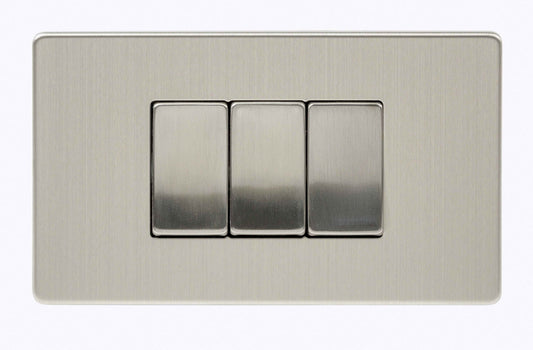 Niglon U-SPW632-BC 3 Gang 2 Way Wide Rocker Switch Brushed Chrome