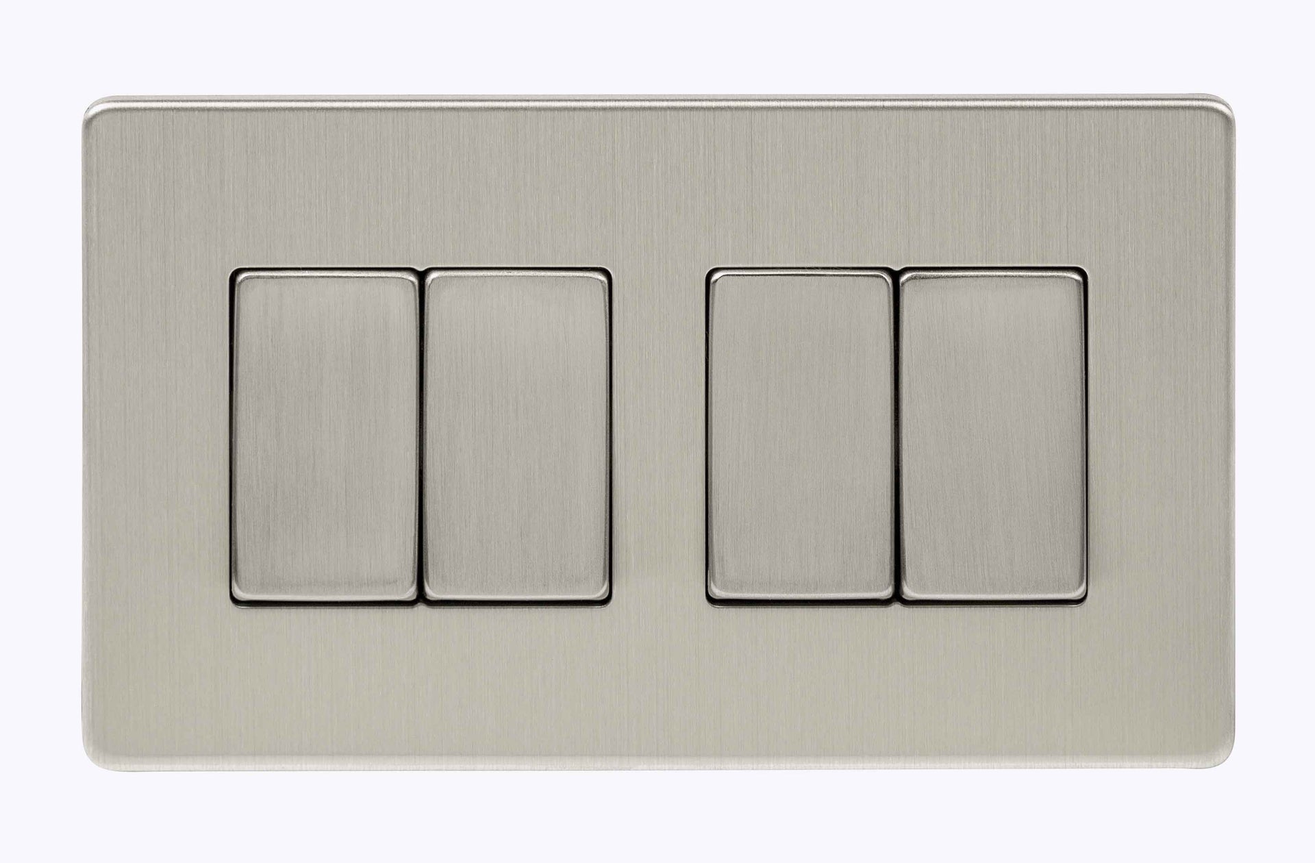 Niglon U-SPW642-BC 4 Gang 2 Way Wide Rocker Switch Brushed Chrome