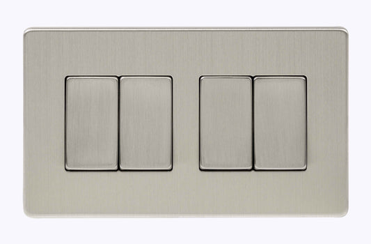 Niglon U-SPW642-BC 4 Gang 2 Way Wide Rocker Switch Brushed Chrome