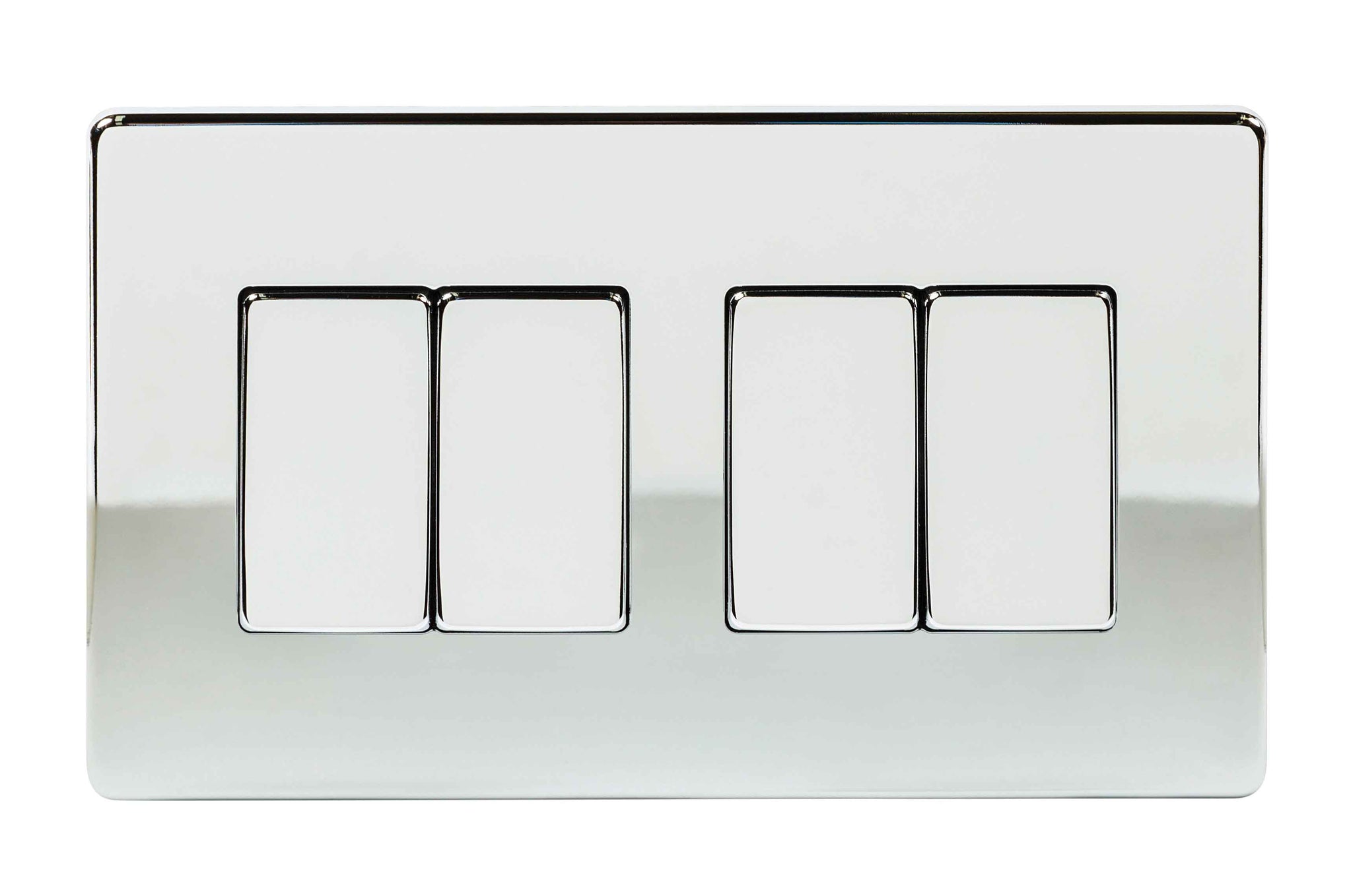 Niglon U-SPW642-PC 4 Gang 2 Way Wide Rocker Switch Polished Chrome