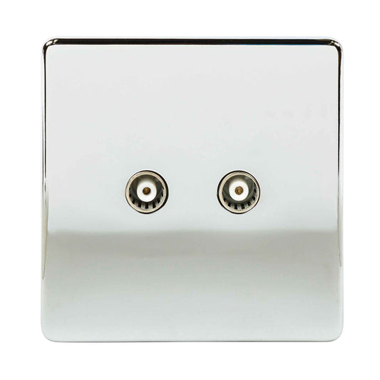 Niglon U-TV2-PC 2 Gang TV / FM Outlet Polished Chrome