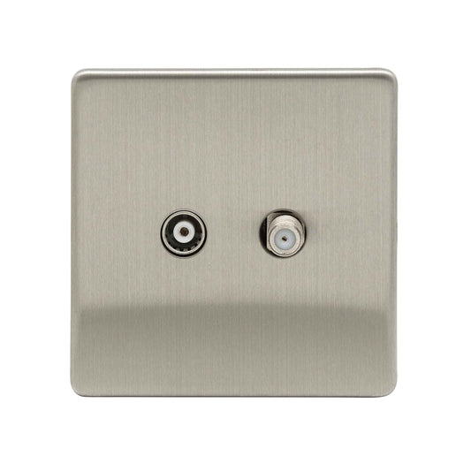 Niglon U-TV+SAT-BC 2 Gang TV / SAT Outlet Brushed Chrome