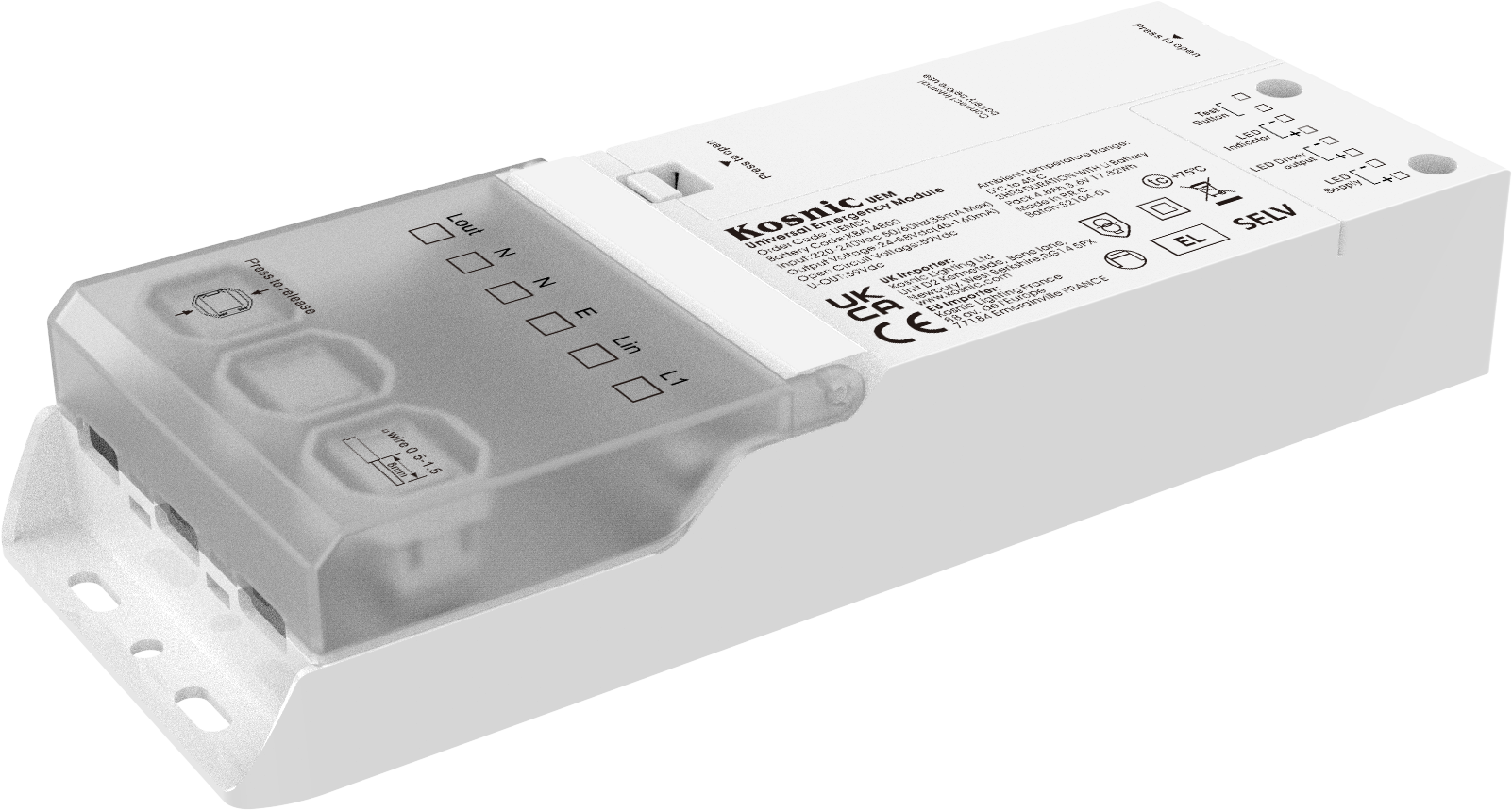 Kosnic UEM03/SST UEM Duo 3.5W Universal Manual & Self-Test Emergency Module White