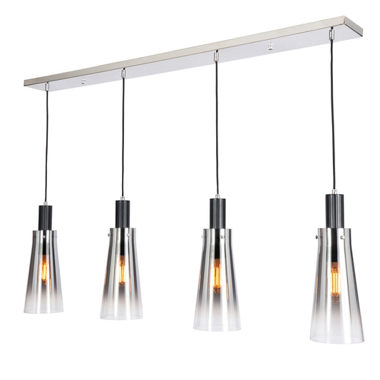 Forum VSC-39325 Atrani 4 x E27 Diner Pendant with Smoked Glass Shades Black Nickel