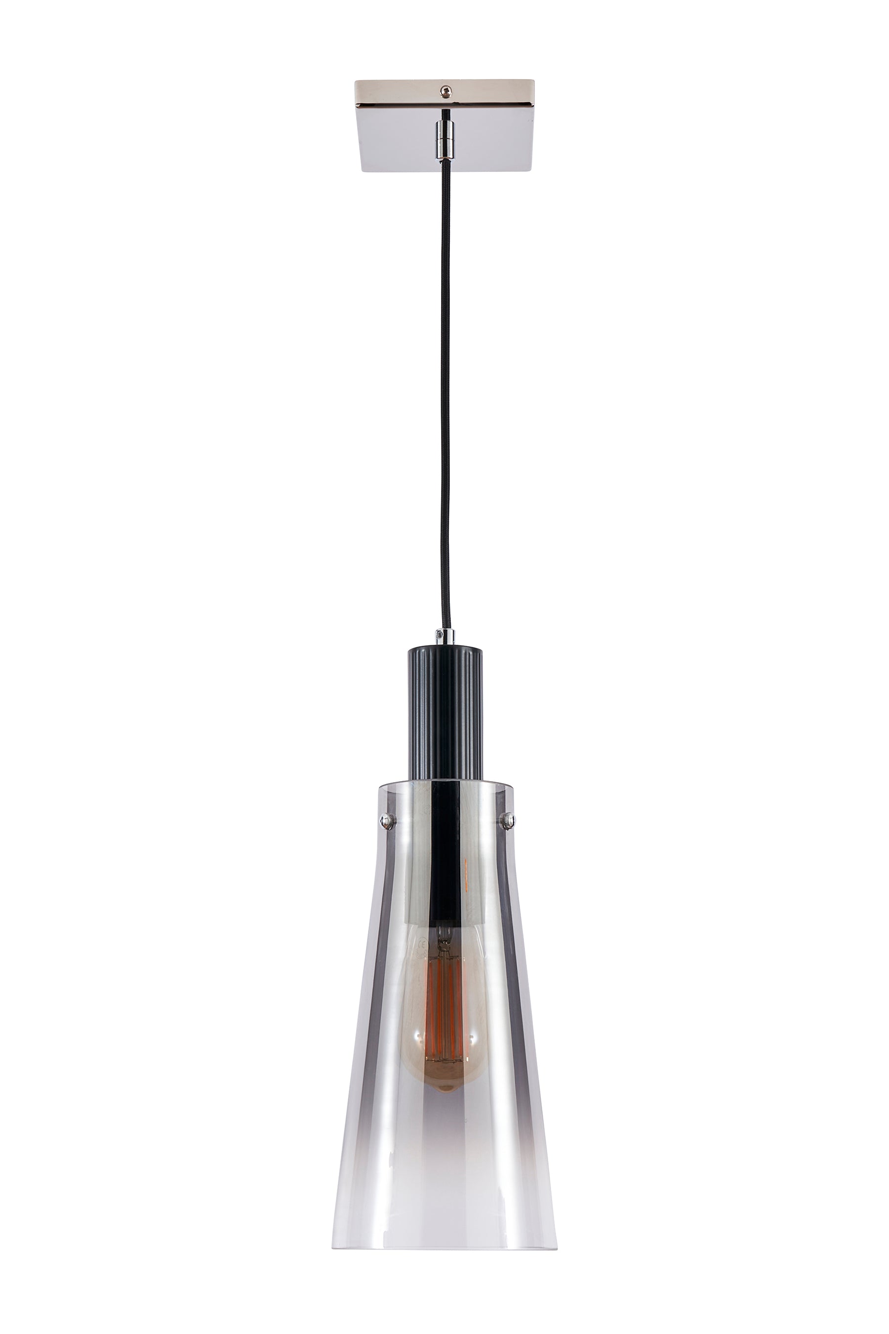 Forum VSC-39377 Atrani E27 Ceiling Pendant with Smoked Glass Shade Black Nickel