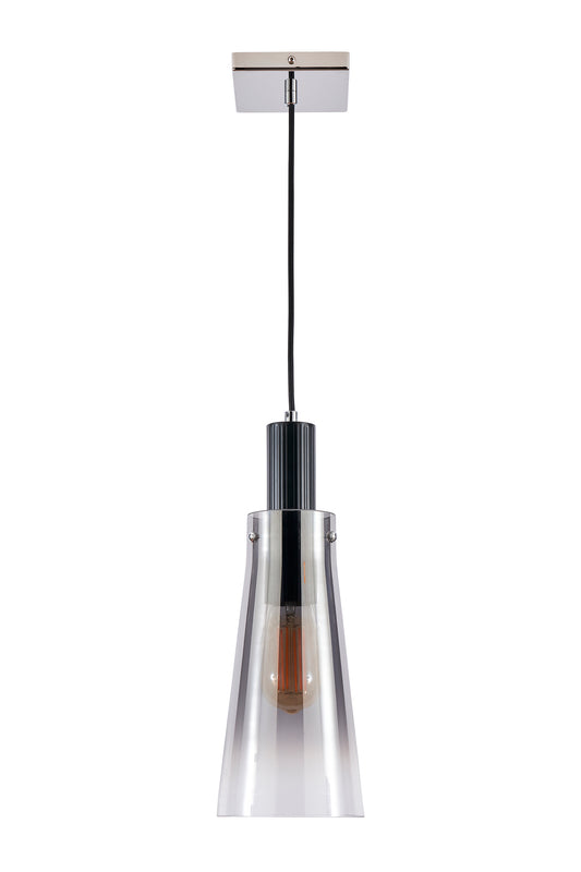 Forum VSC-39377 Atrani E27 Ceiling Pendant with Smoked Glass Shade Black Nickel