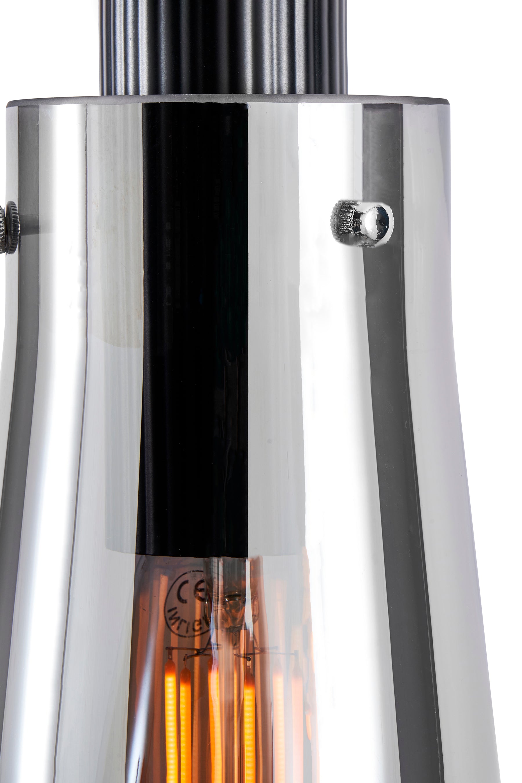 Forum VSC-39377 Atrani E27 Ceiling Pendant with Smoked Glass Shade Black Nickel