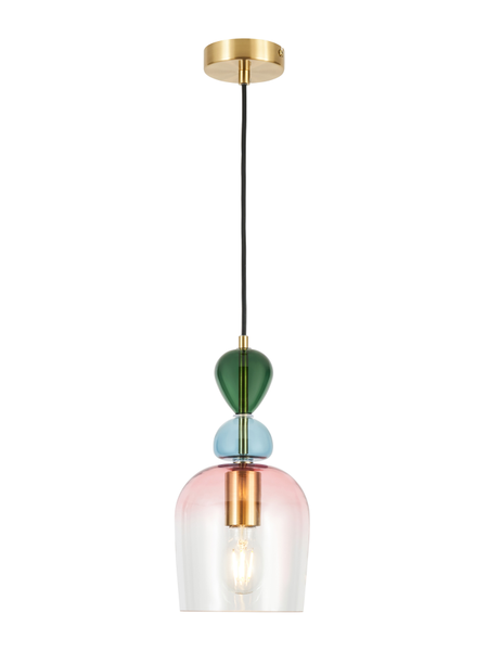 Forum VSC-39806 Vietri E27 Ceiling Pendant with Pastel Colour Bubble Glass Shade Satin Brass