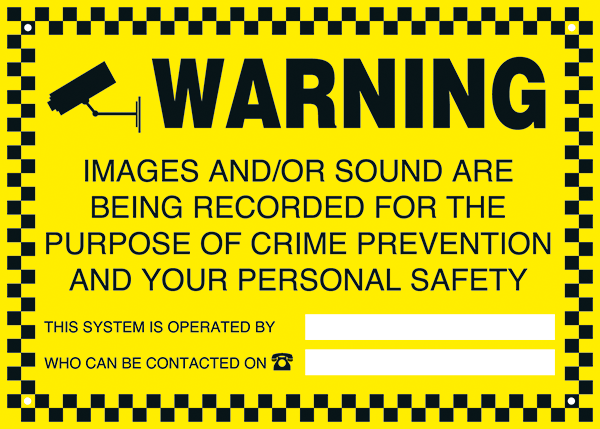 ESP WARN  External CCTV Warning Sign Black and Yellow