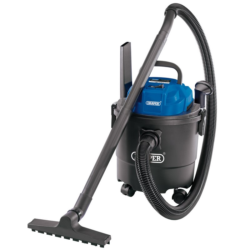 Draper WDV15P 1.25KW 15L Wet and Dry Vacuum Cleaner 230V Black & Blue