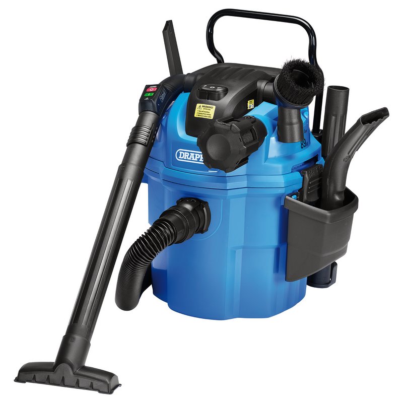 Draper WDV18 1.5KW Wall Mounted Wet and Dry Vacuum Cleaner 230V Black & Blue