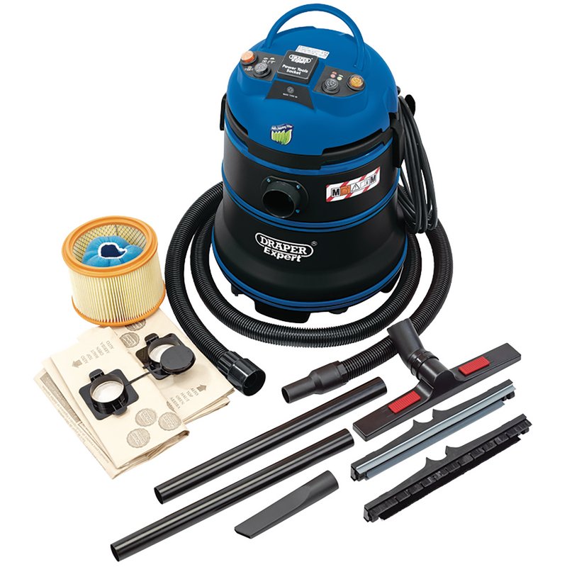 Draper WDV35LMC 1.2KW 35L M-Class Wet and Dry Vacuum Cleaner 230V Black & Blue