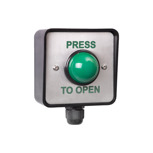 RGL WP-EBGBWC02/PTO Green Dome 'Press To Open' Button Stainless Steel