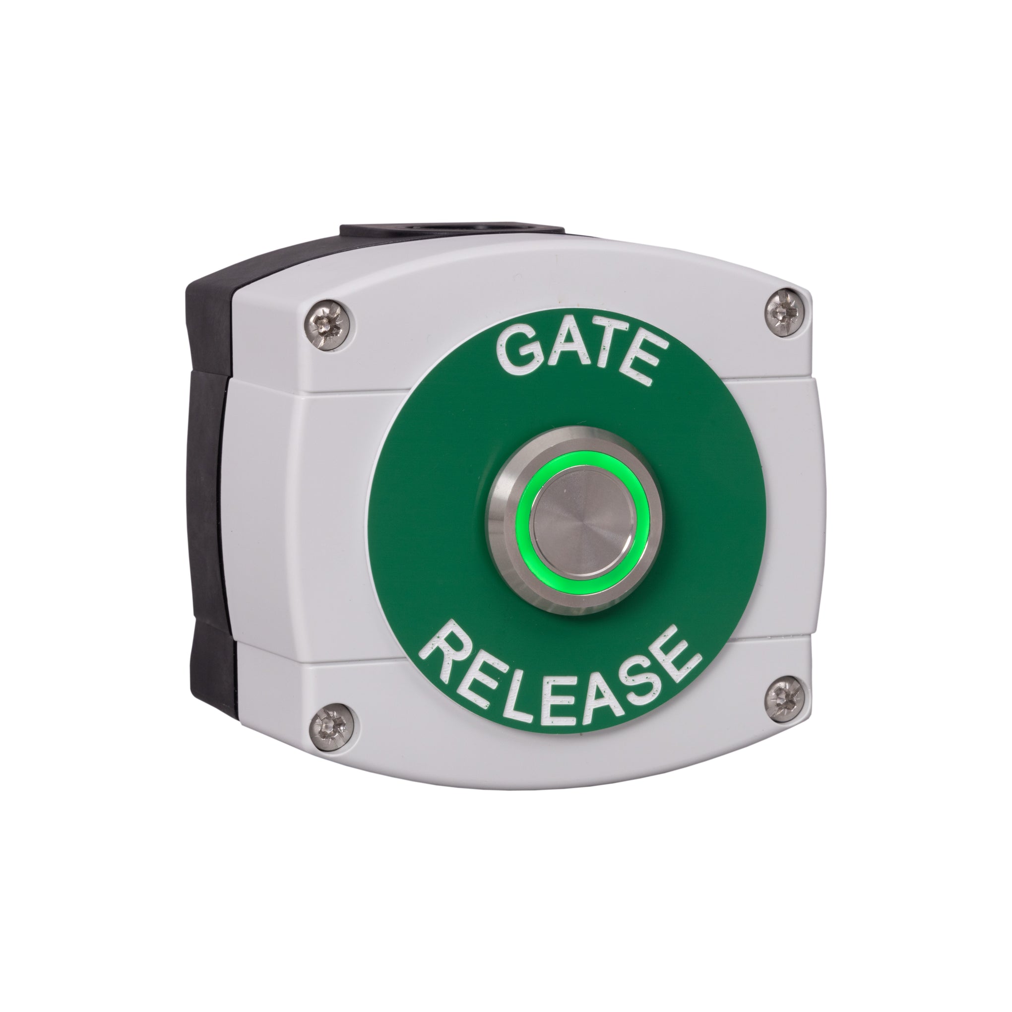 RGL WP66-G-ILG/GR Green Illuminated 'Gate Release' Button Grey