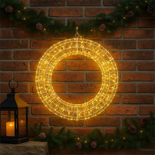 Xmas Haus XH10030 50cm 720 LED Pre Lit Micro LED Wreath with Timer Warmwhite IP44