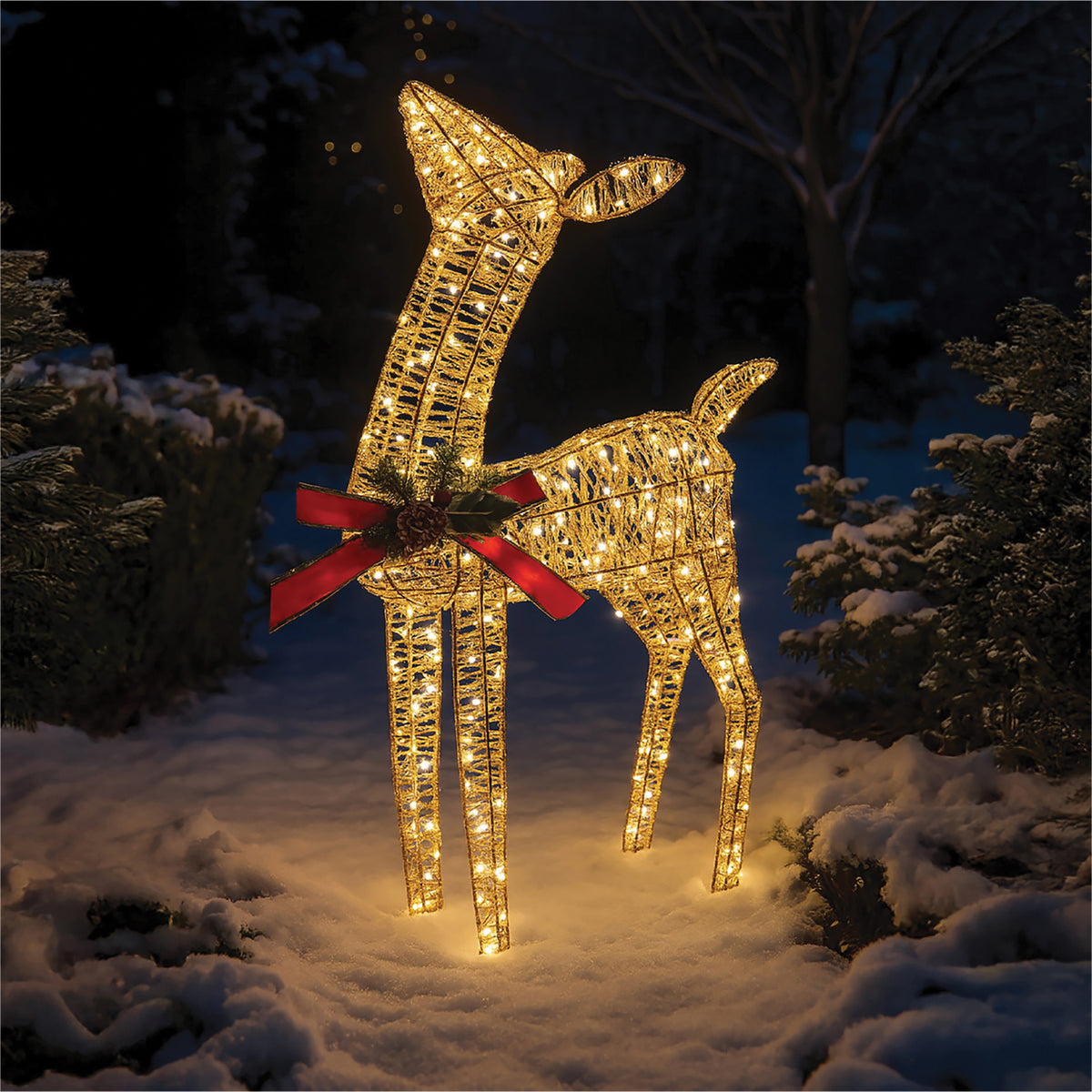 Xmas Haus XH10084 250W LED 74cm Gold Rattan LED Festive Deer Warmwhite IP44