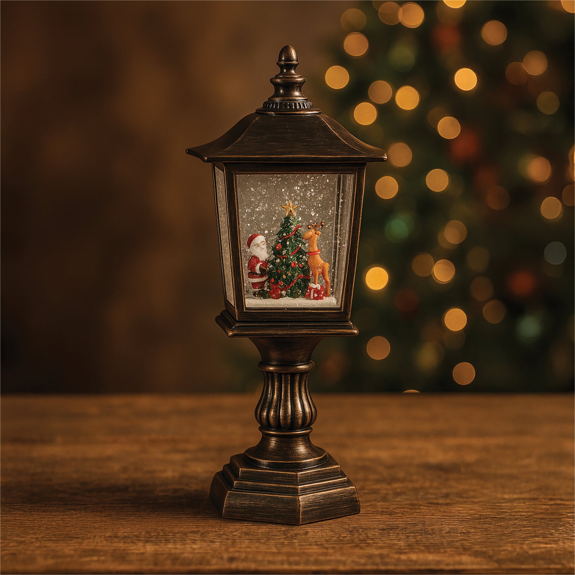 Xmas Haus XH10451 31.5cm Festive Christmas Swirl Glitter LED Lantern (Battery Operated)
