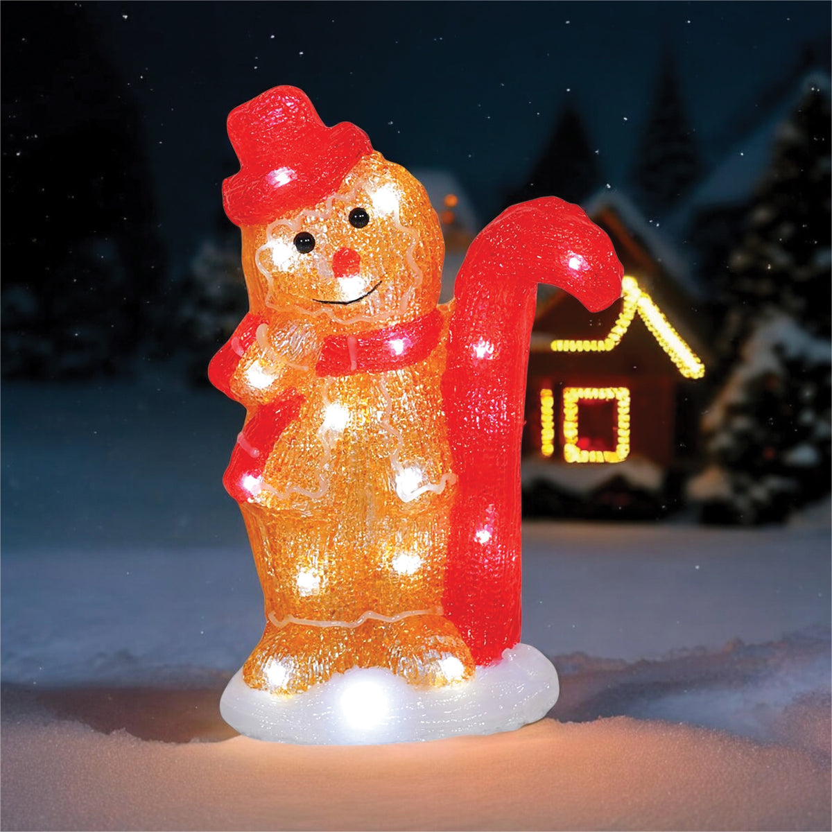Xmas Haus XH10453 30 LED 31cm Acrylic Festive LED Gingerbread Man Warmwhite IP44