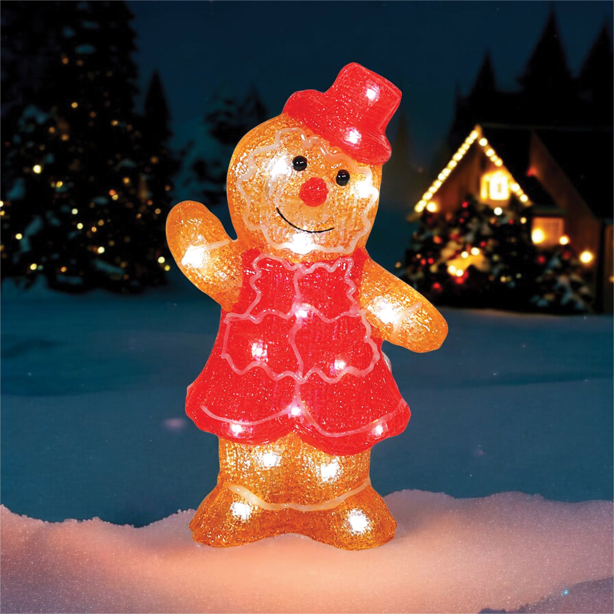 Xmas Haus XH10454 30 LED 30cm Acrylic Festive LED Gingerbread Woman Warmwhite IP44