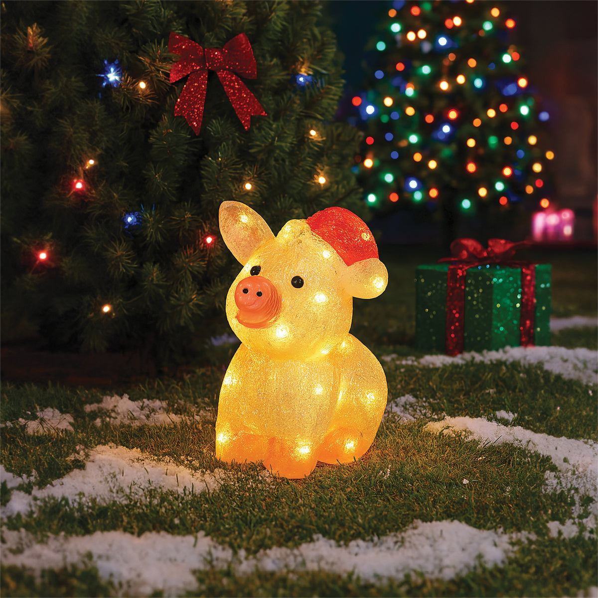 Xmas Haus XH10455 30 LED 28cm Acrylic LED Festive Pig Warmwhite IP44