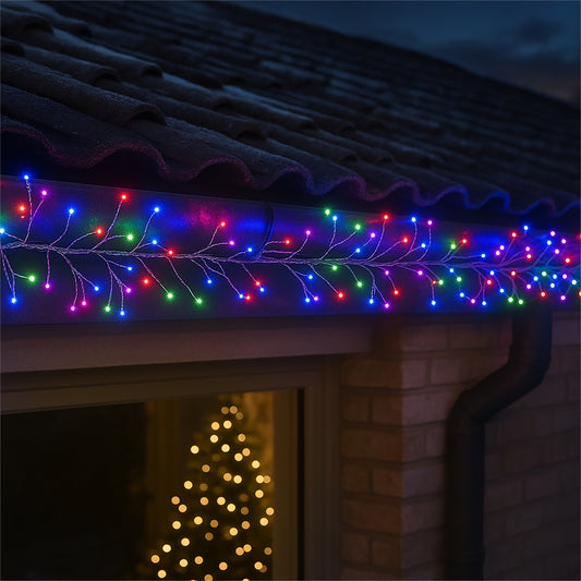 Xmas Haus XH10542 600 LED RGB LED Mini Cluster Light Silver Wire 15m IP44 (Hello Fairy App Control and Handheld Remote Control)