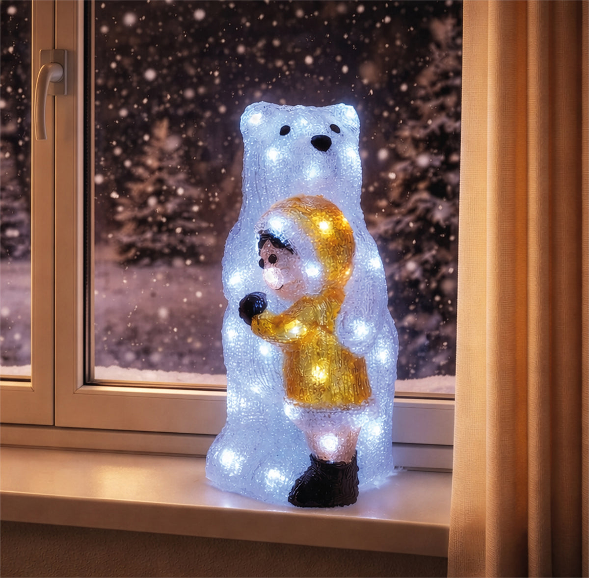 Xmas Haus XH20042 36cm 40 LED Acrylic LED Bear with Timer Bright White IP44