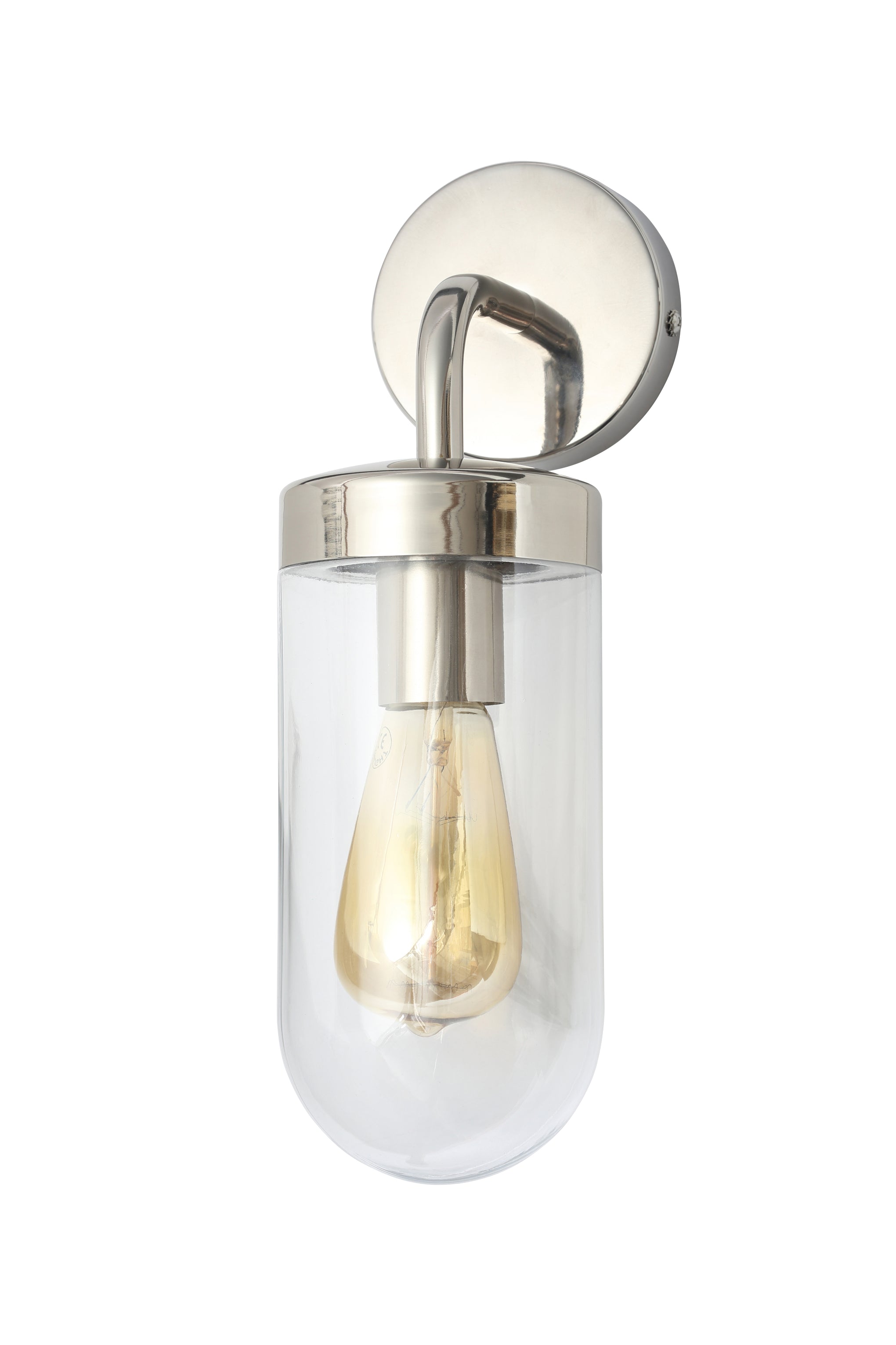 Forum ZN-31808-POLSST Kew E27 Clear Glass Wall Lantern IP44 Polished Stainless Steel