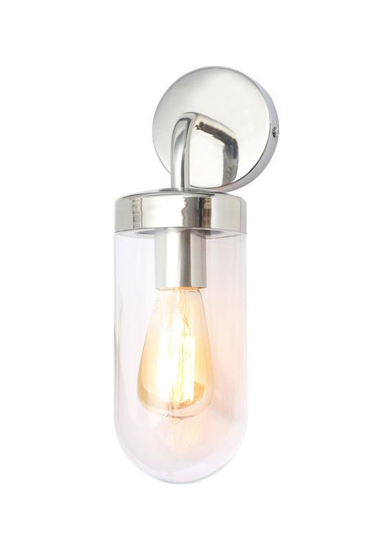 Forum ZN-31808-POLSST Kew E27 Clear Glass Wall Lantern IP44 Polished Stainless Steel