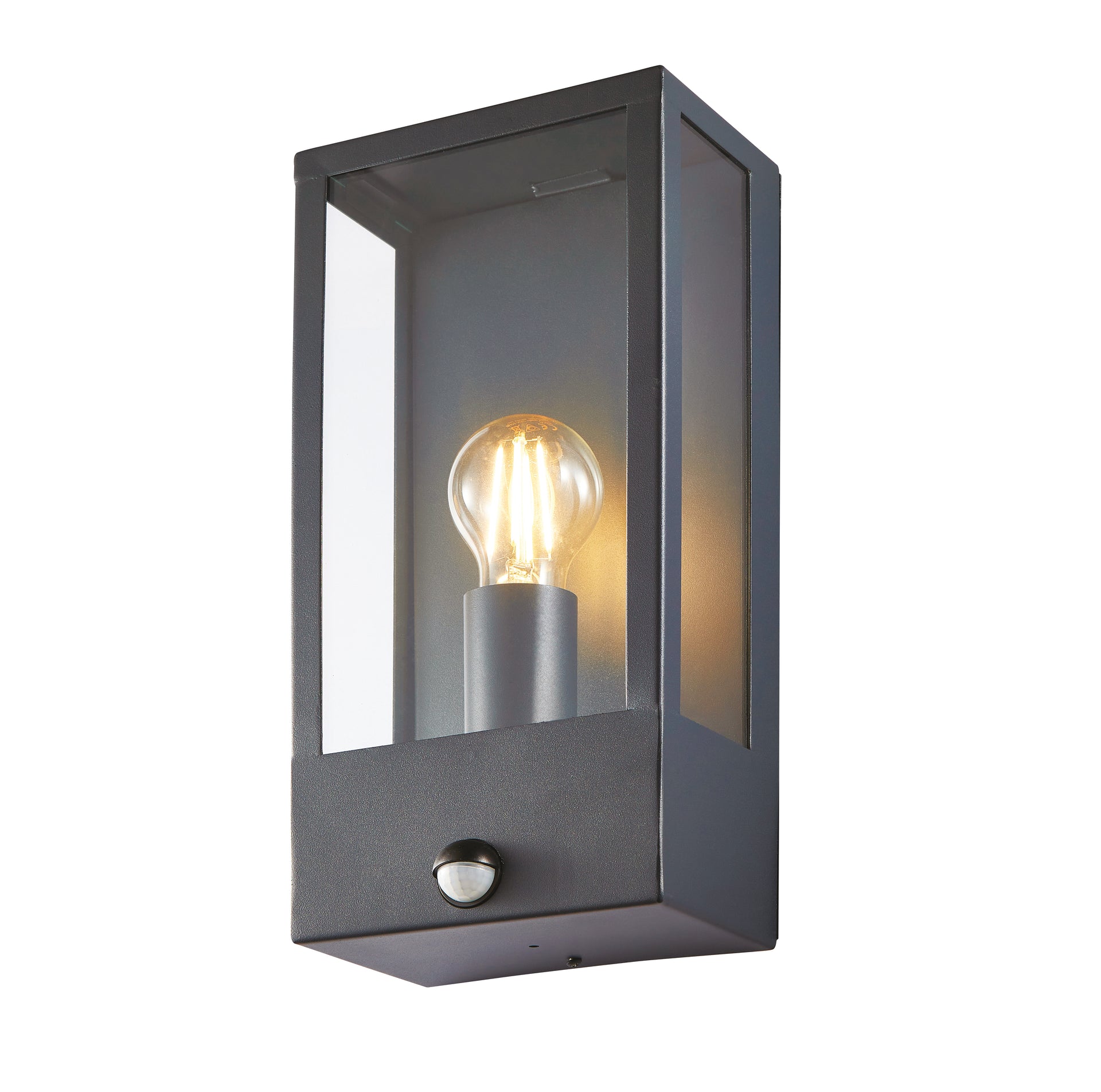 Forum ZN-32070-BLK Minerva E27 Box Lantern with PIR IP44 Black