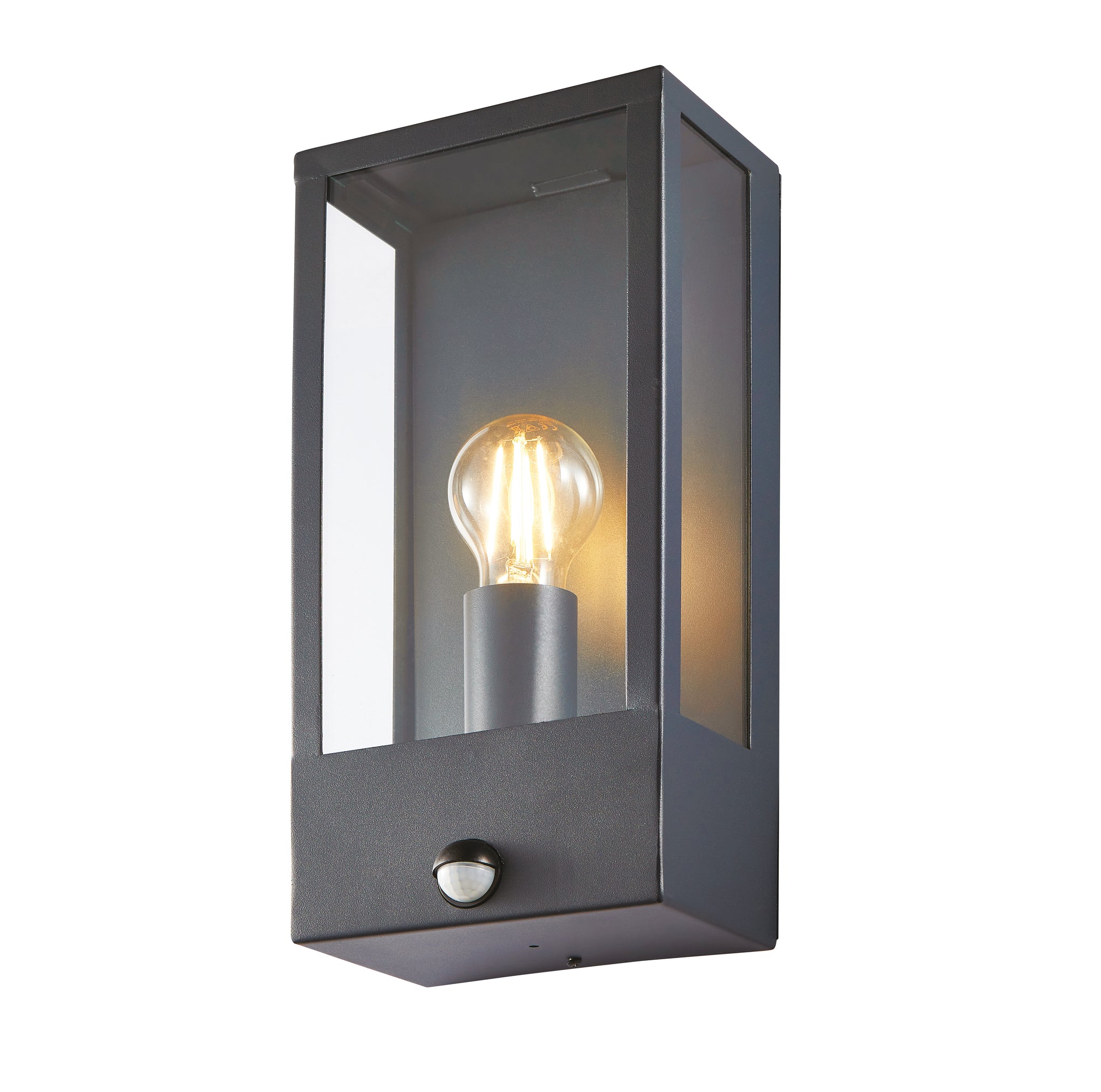 Forum ZN-32070-BLK Minerva E27 Box Lantern with PIR IP44 Black