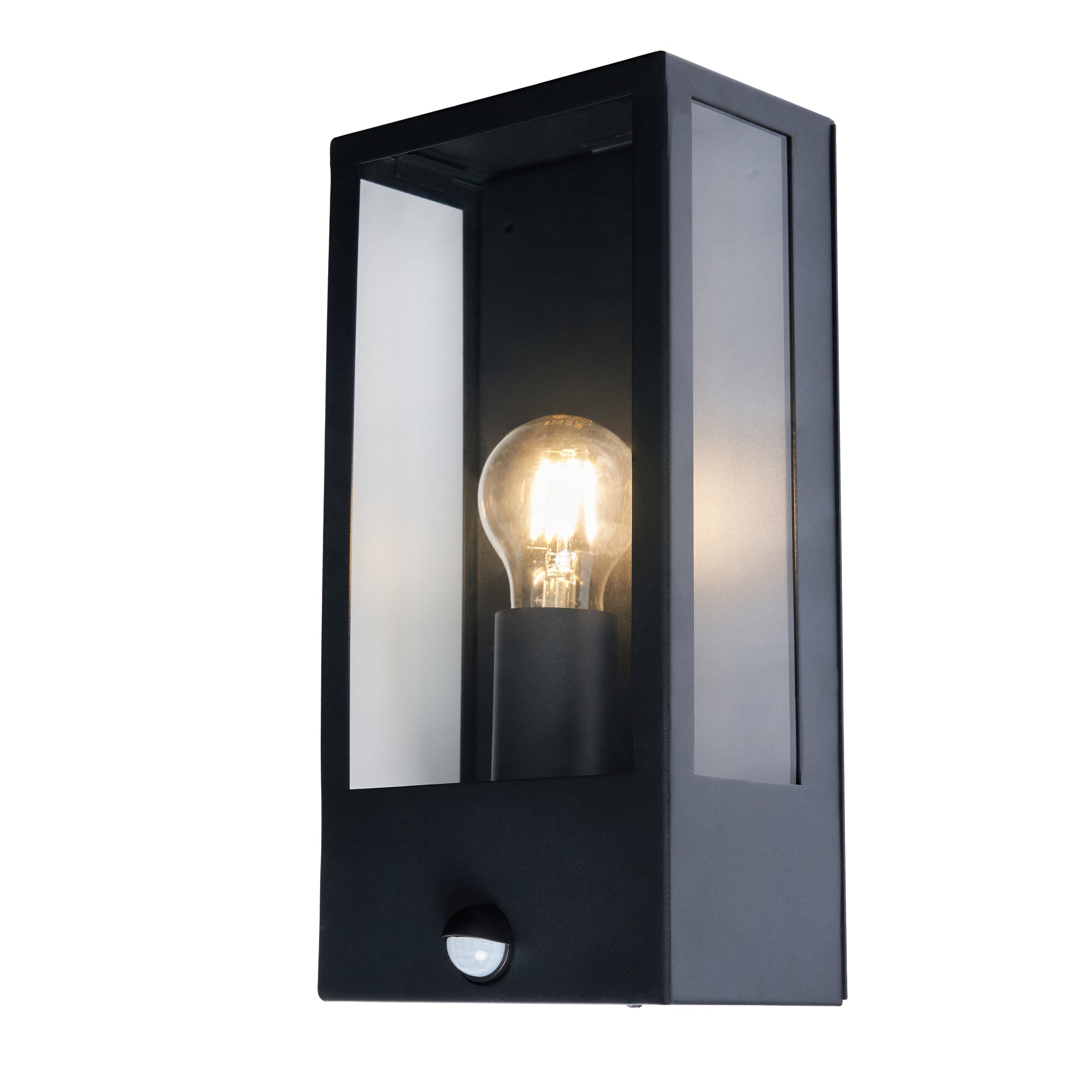 Forum ZN-32070-BLK Minerva E27 Box Lantern with PIR IP44 Black