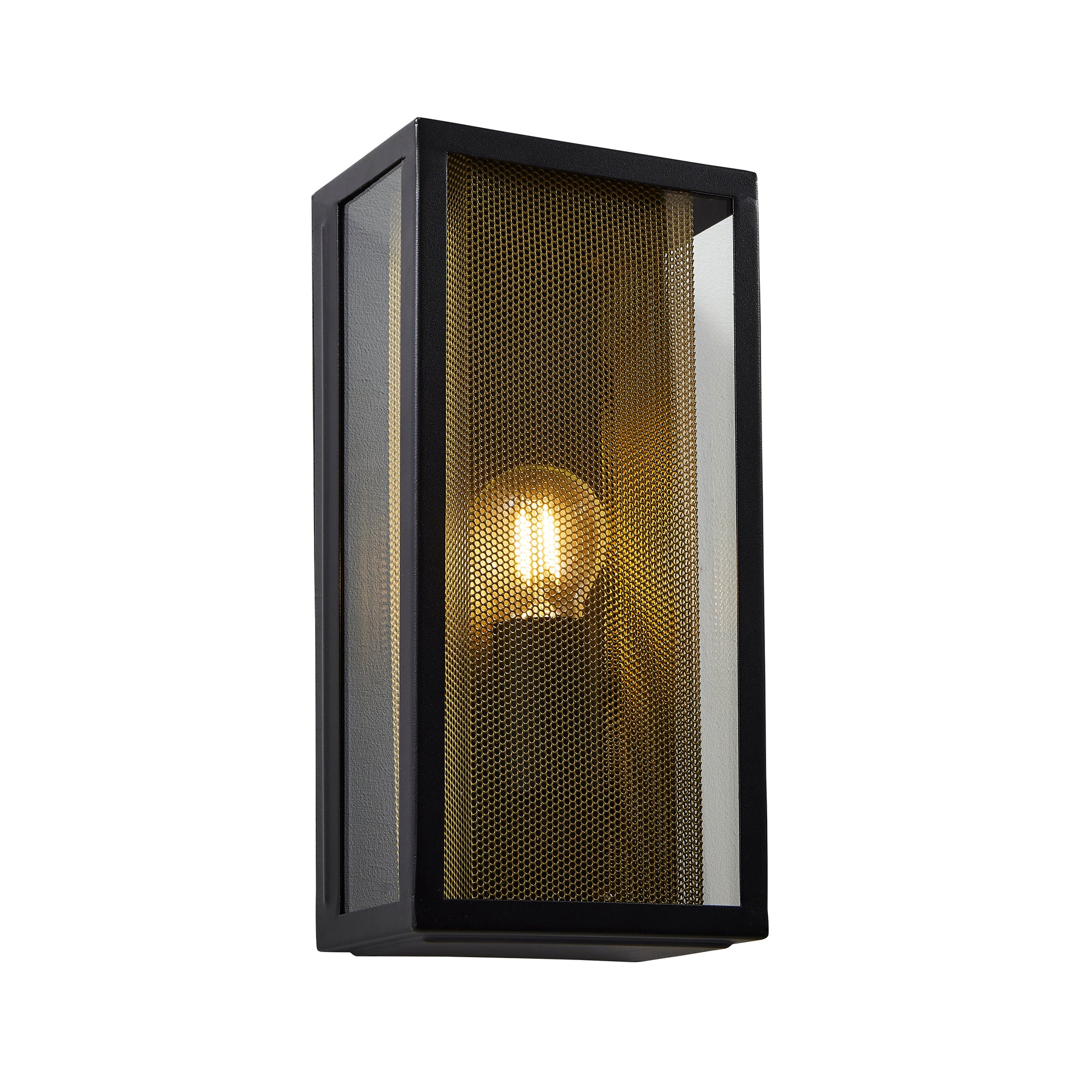 Forum ZN-40002-BLK Cuba E27 Brass Mesh Box Lantern IP44 Black