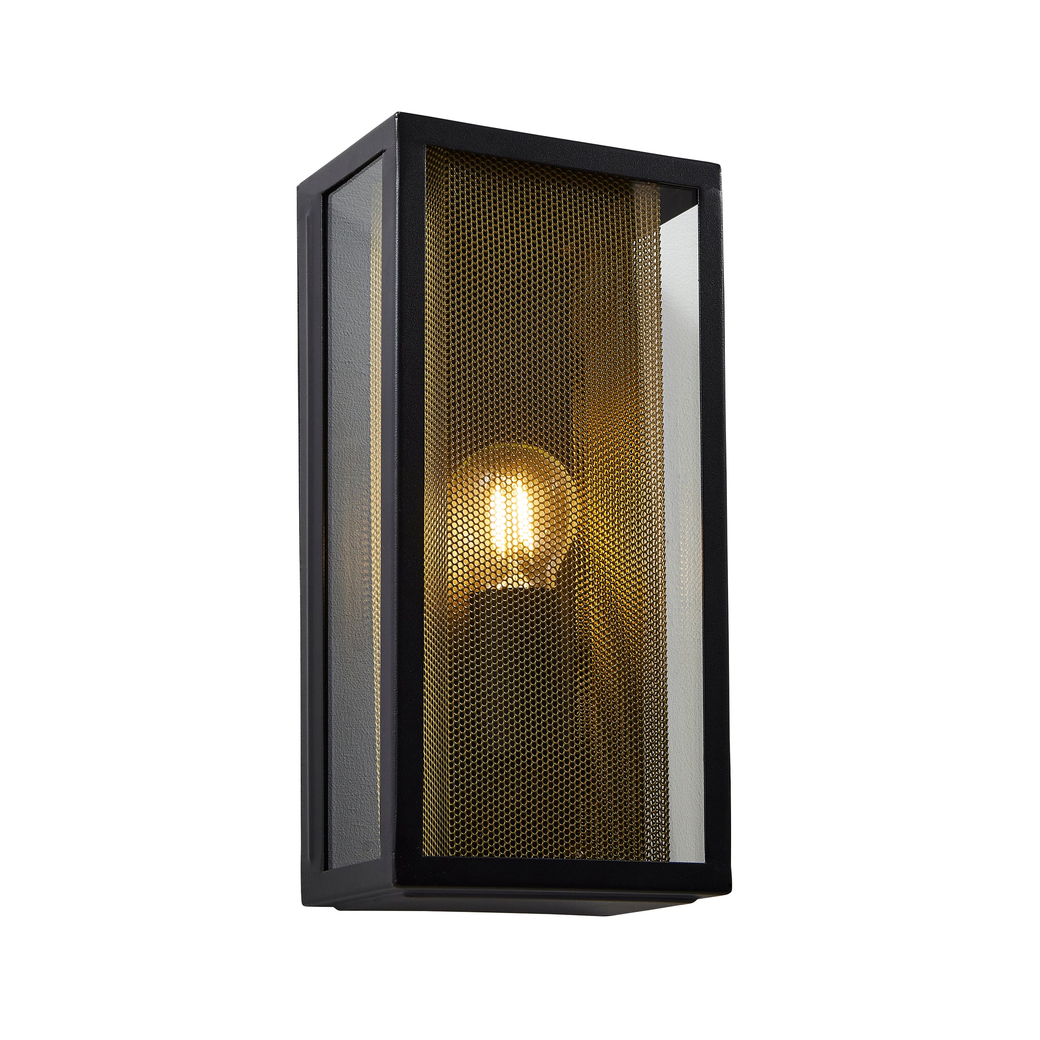 Forum ZN-40002-BLK Cuba E27 Brass Mesh Box Lantern IP44 Black