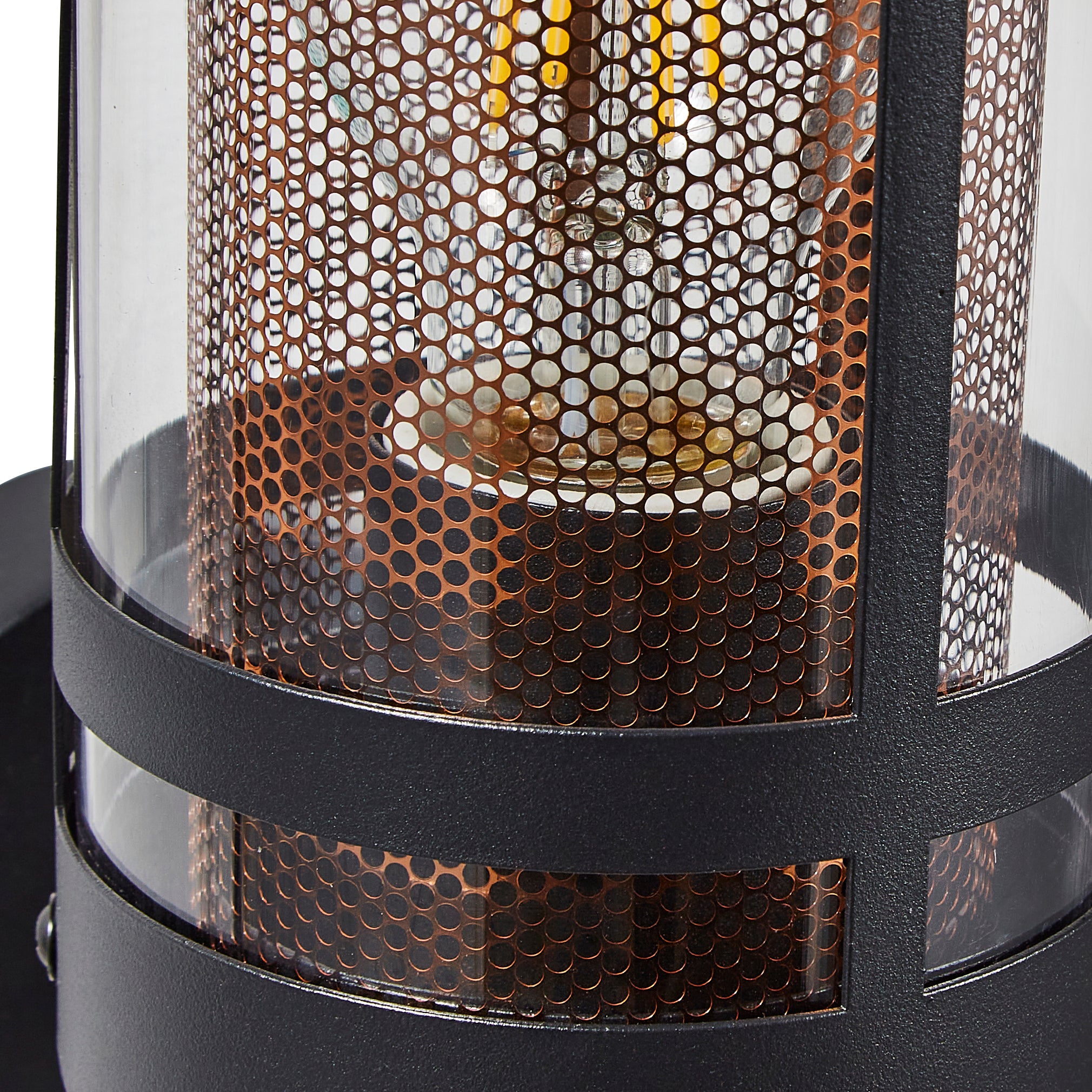 Forum ZN-40004-BLK/BRS Gada E27 Brass Mesh Wall Lantern IP44 Black