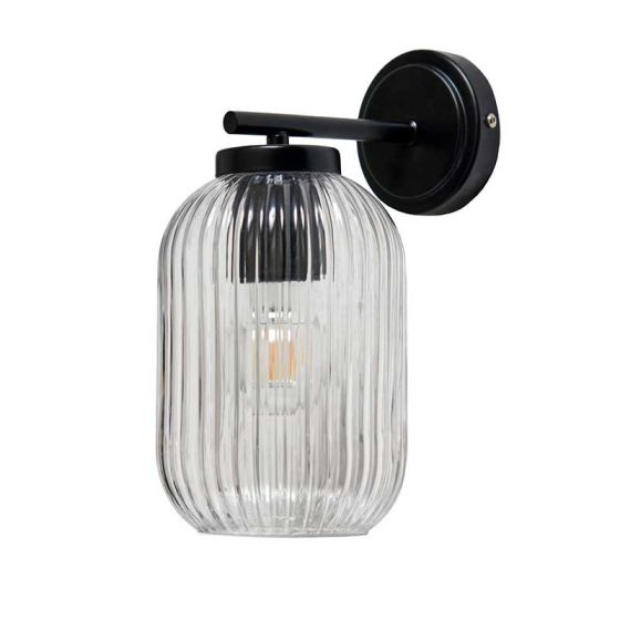 Forum ZN-46040-BLK Stanton E27 Ribbed Glass Wall Lantern IP23 Black