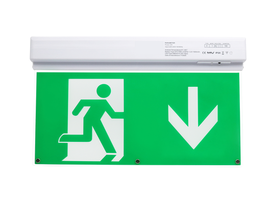 Hispec HSEMLED/ESU-ST Zambezi 3W LED Self-Test Emergency Exit Sign with 7pc Legend Kit IP20 White