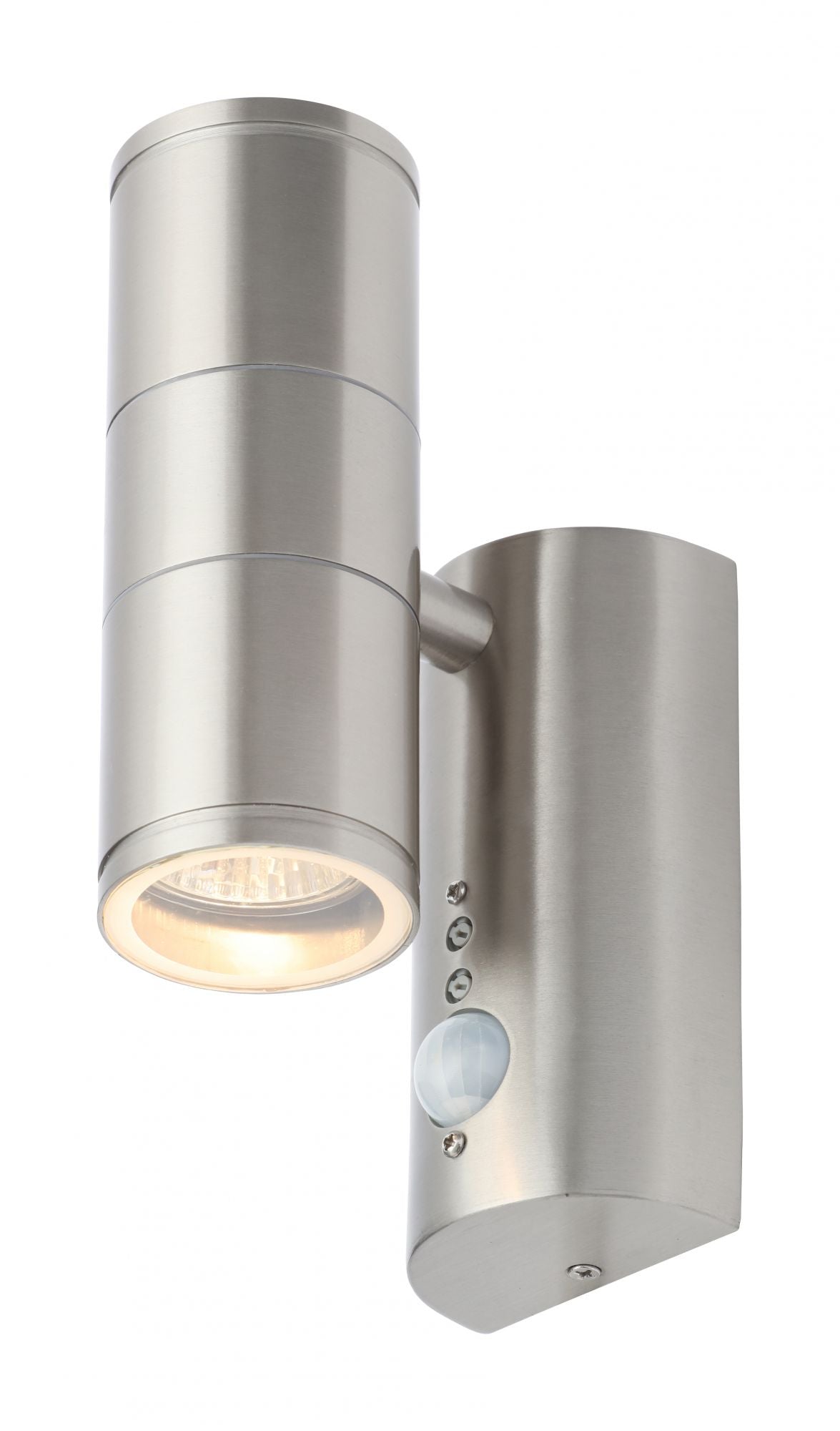 Forum CZ-29319-SST Islay 2 x GU10 Up / Down Wall Light with PIR IP44 Stainless Steel