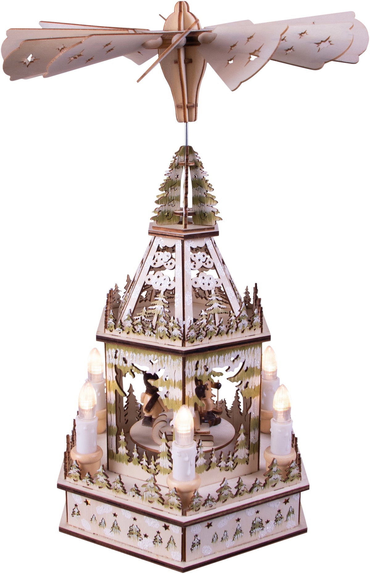 St Helens Home and Garden GH9030 50cm LED Wooden Christmas Pyramid (Battery Operated)